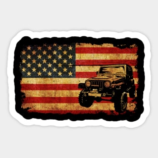 Vintage Jeep U.S Flag Sticker